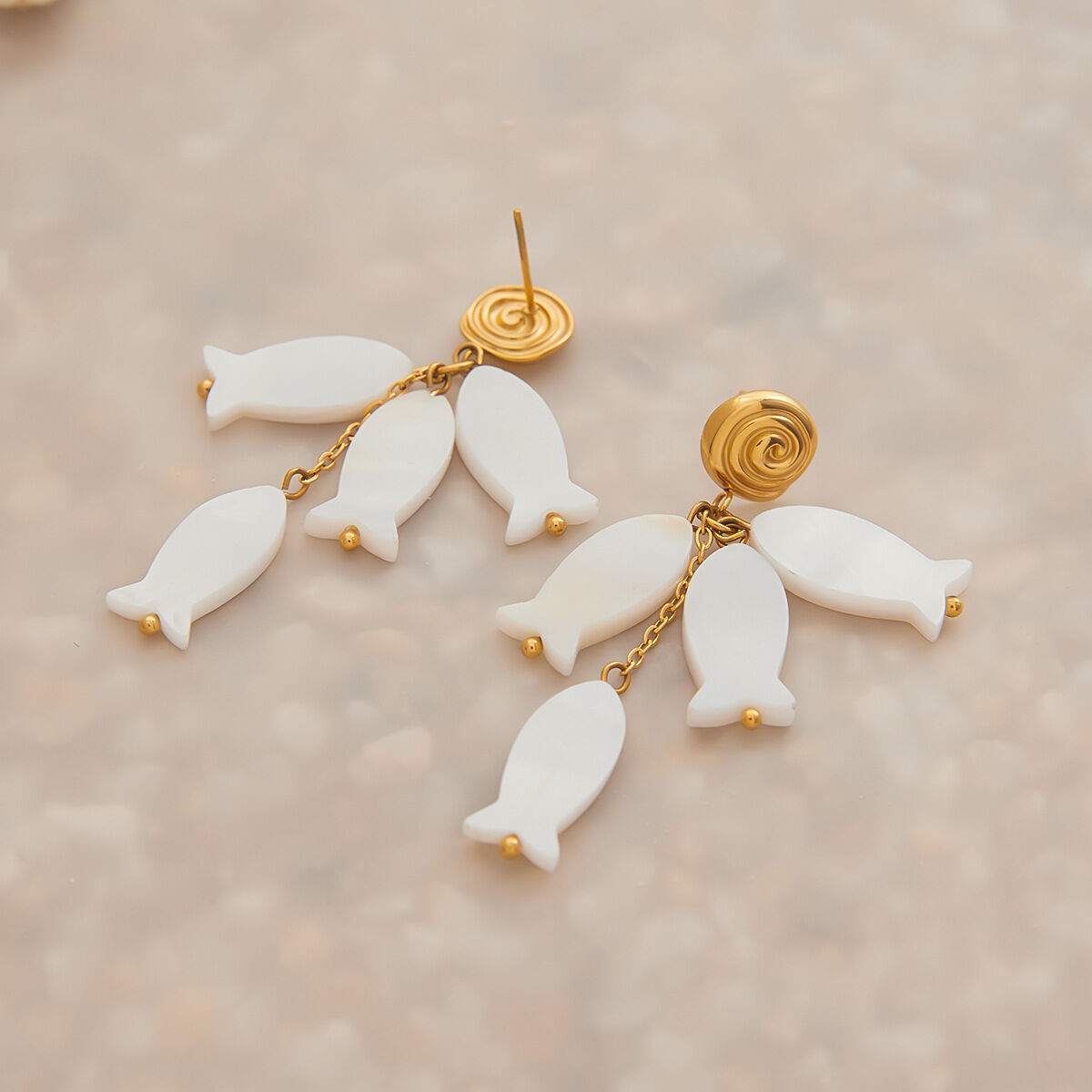 Vacation Fish Shape Stainless Steel Waterproof Beads Earrings thumbnail 2
