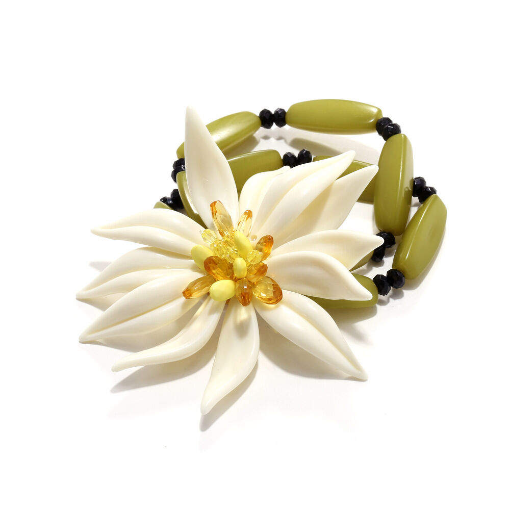 1 Piece Holiday Style Beaded Dimensional Large Flower Women's Beaded Bracelets thumbnail 5
