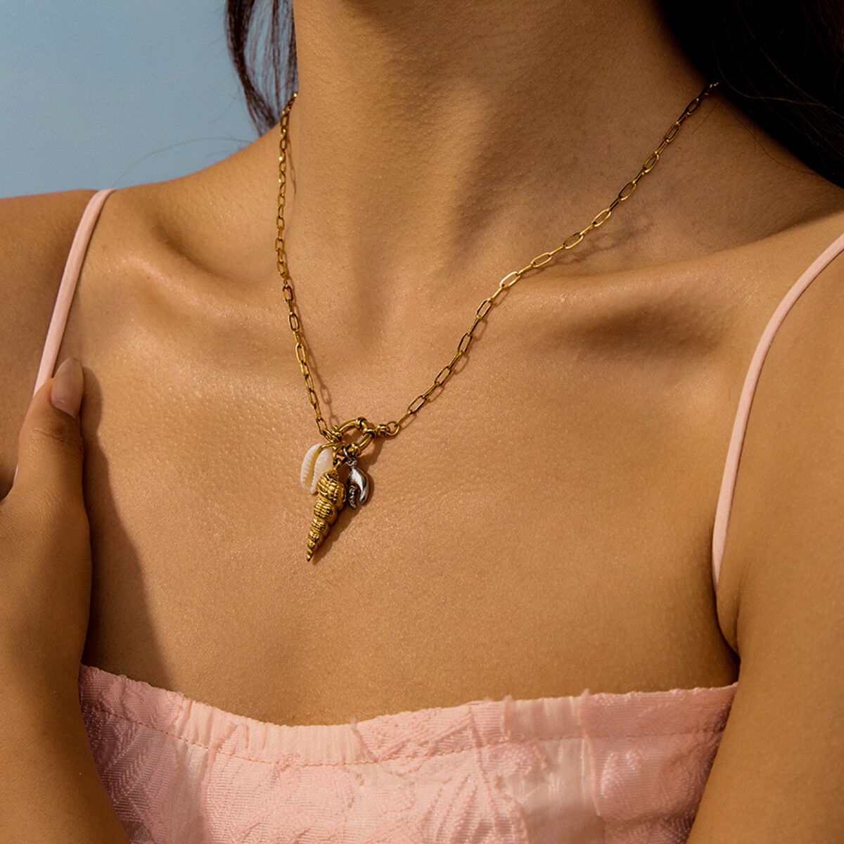 Oceanic Stainless Steel Waterproof Gold Color Pendant Necklaces 2
