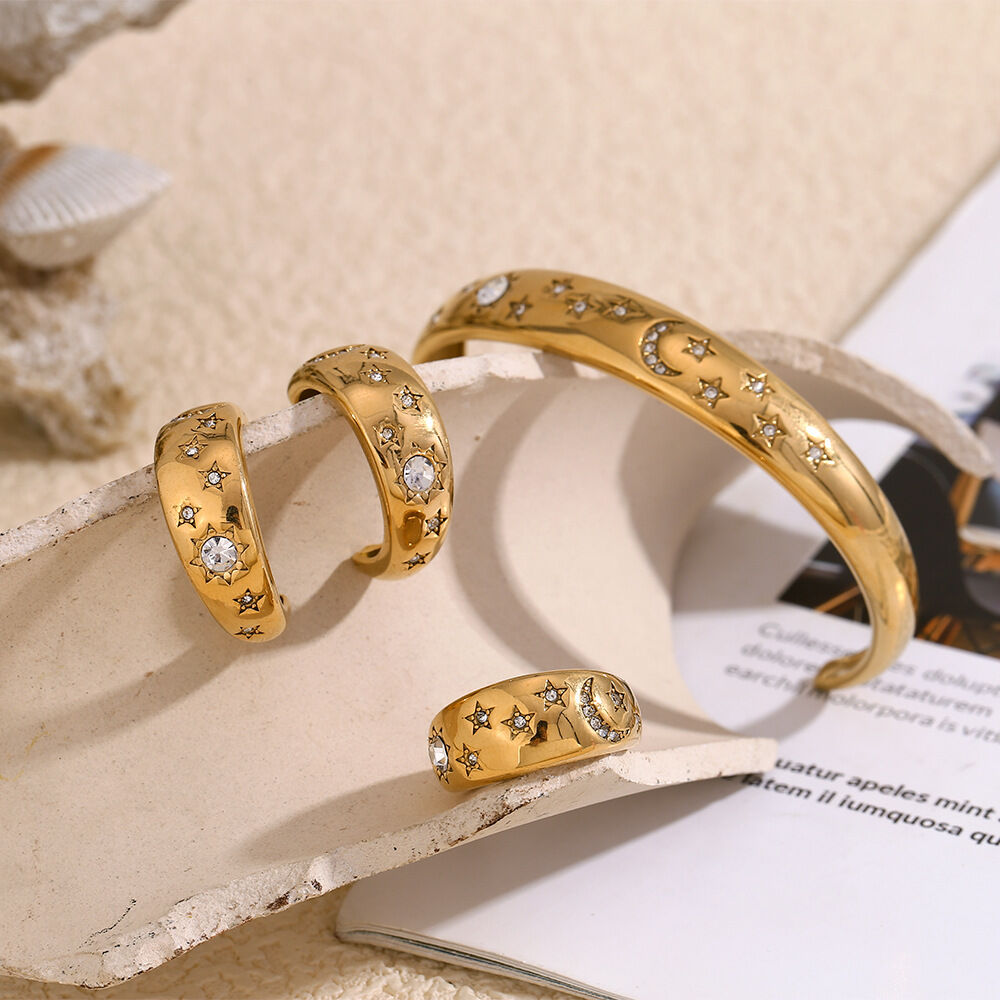 Simple Series Elegant Star Stainless Steel Waterproof Women's Adjustable Rings thumbnail 3