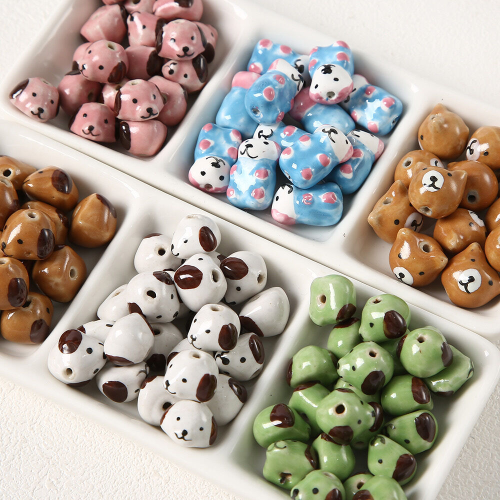 1 Piece Cute Dog Ceramics DIY Jewelry Bead thumbnail 2