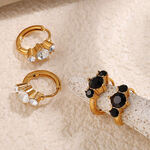 Stainless Steel Waterproof Gold Color Hoop Earrings thumbnail 5