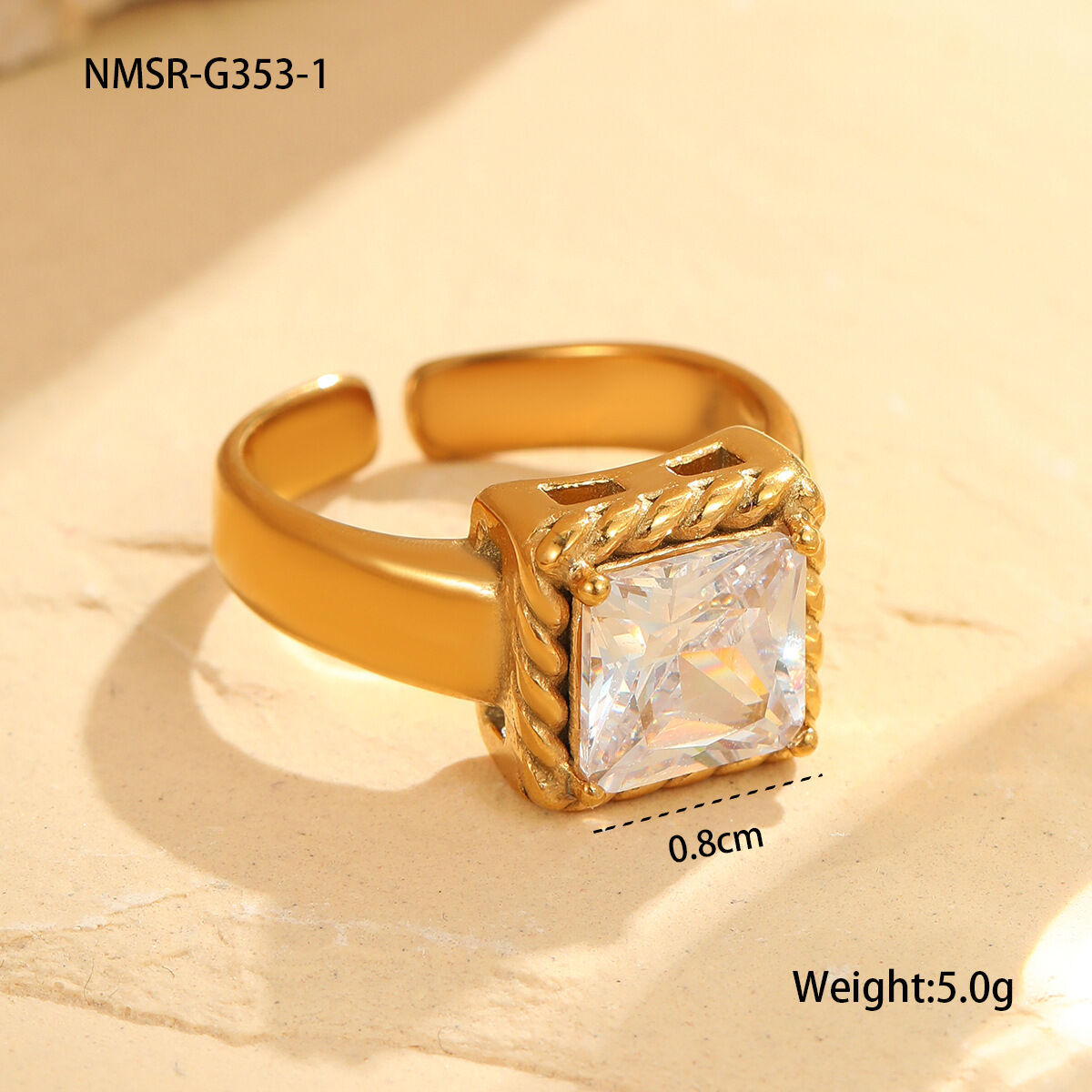 1 Pair Simple Series Daily Geometric Stainless Steel Waterproof Women's Adjustable Rings thumbnail 1