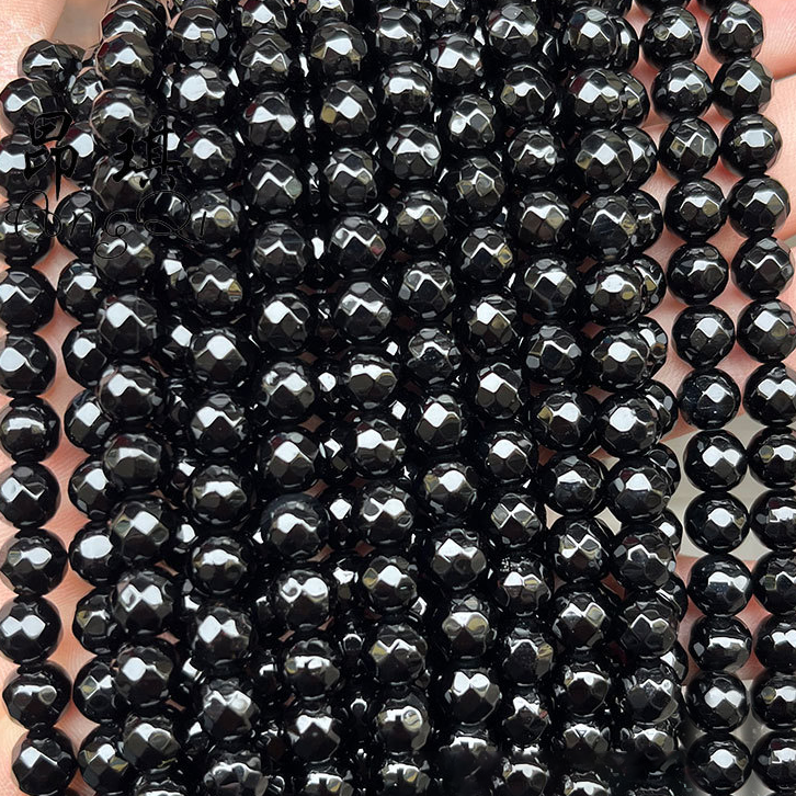 1 String Black Agate Annular Natural Stone Jewelry Beads thumbnail 2