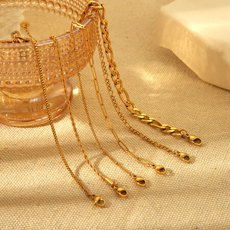 1 Pair Simple Series Daily Geometric Stainless Steel Waterproof Gold Color Pearl Anklets 2