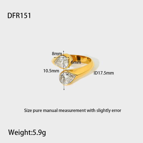 Simple Drop Shaped Stainless Steel Waterproof Women's Rings - 1