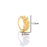 1 Piece Leaf Copper Gold Color Zircon Women's Nose Stud thumbnail 2