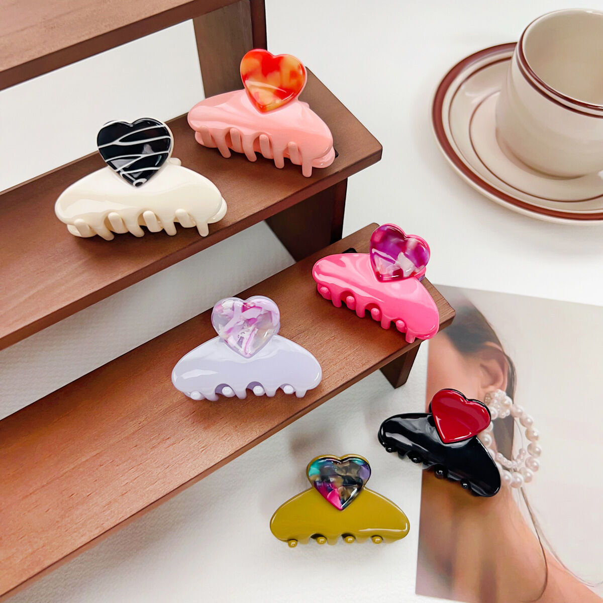 1 Piece Simple Series Heart Acetate Women's Hair Claws