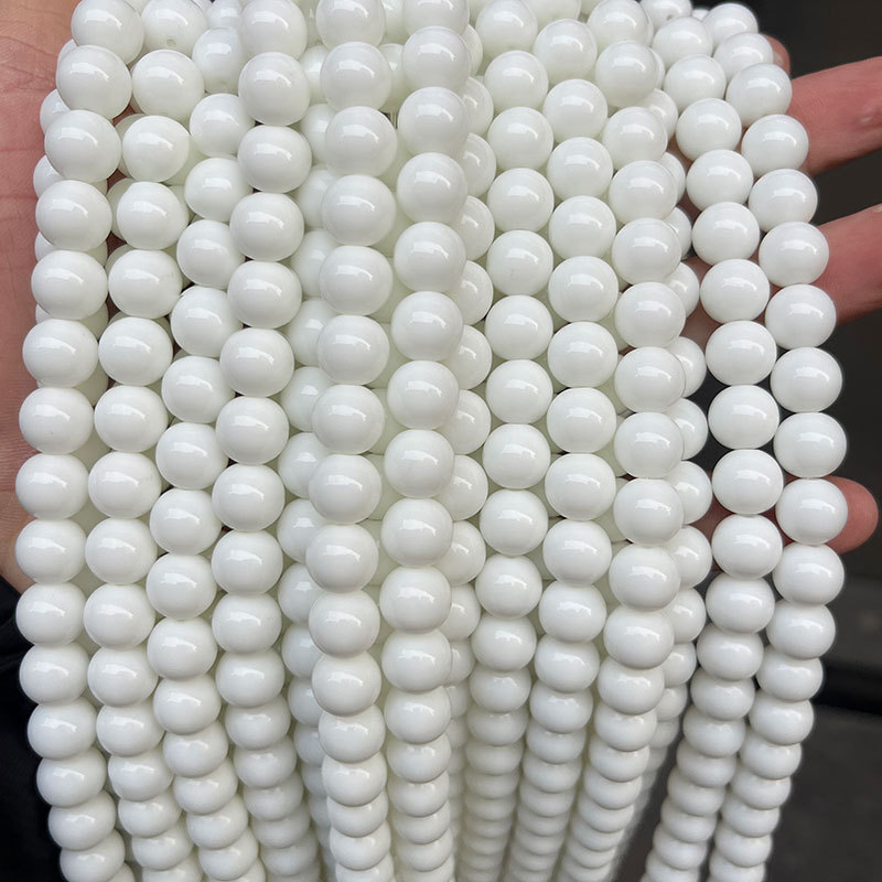 1 String Daily Annular White Glass Beads Jewelry Beads thumbnail 2