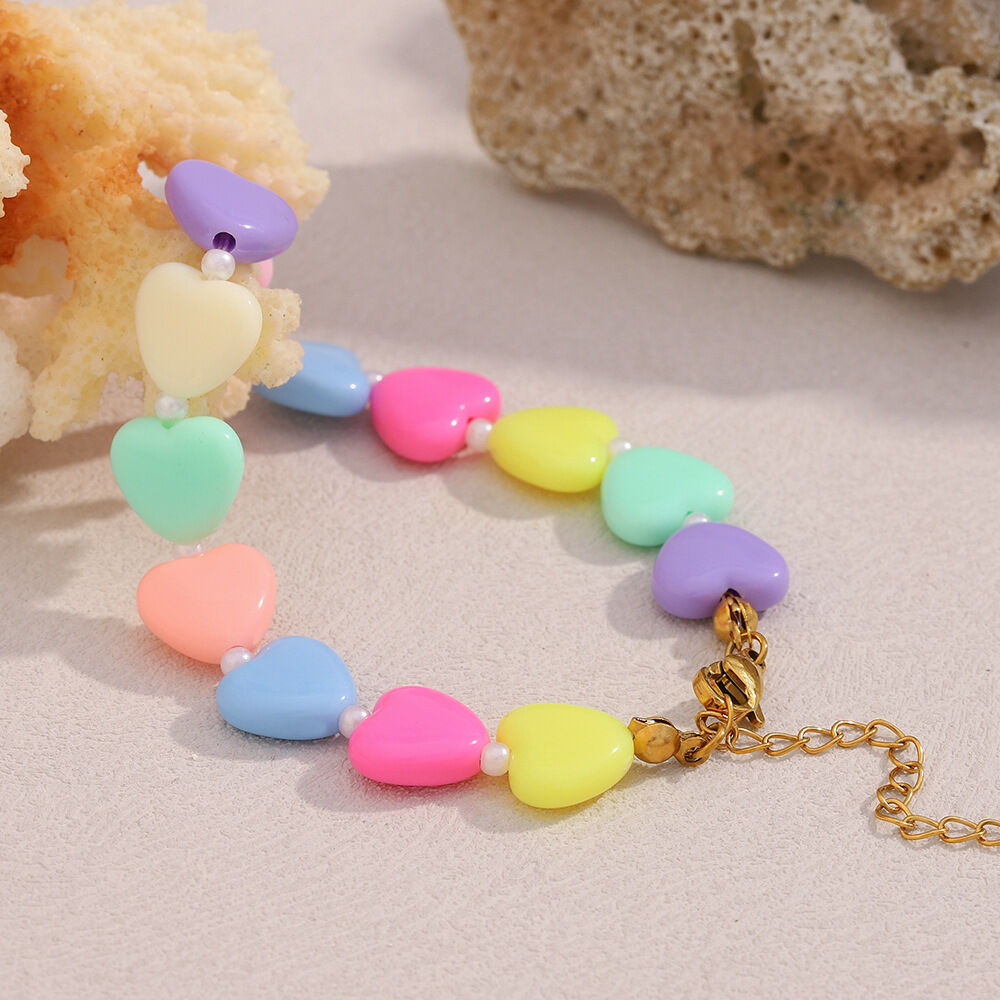Romantic Series Sweet Heart Acrylic Women's Beaded Necklaces thumbnail 4