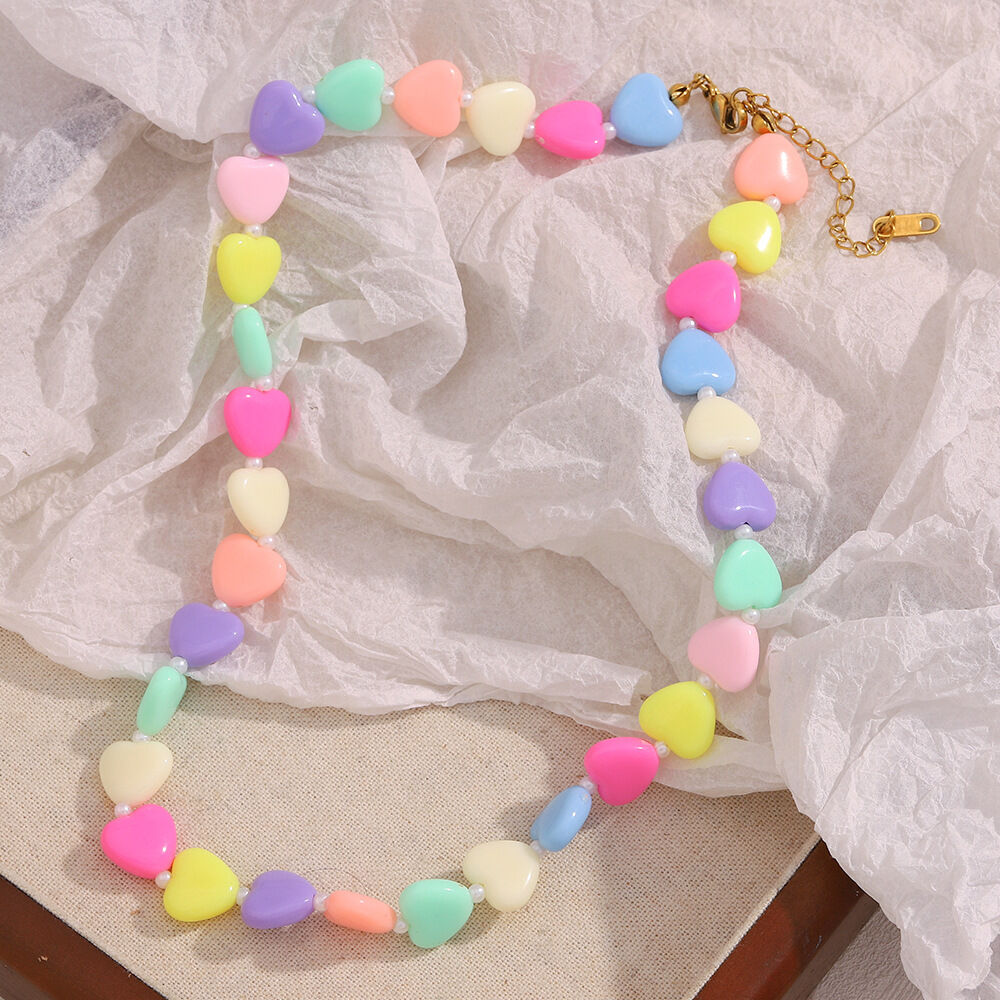 Romantic Series Sweet Heart Acrylic Women's Beaded Necklaces thumbnail 5