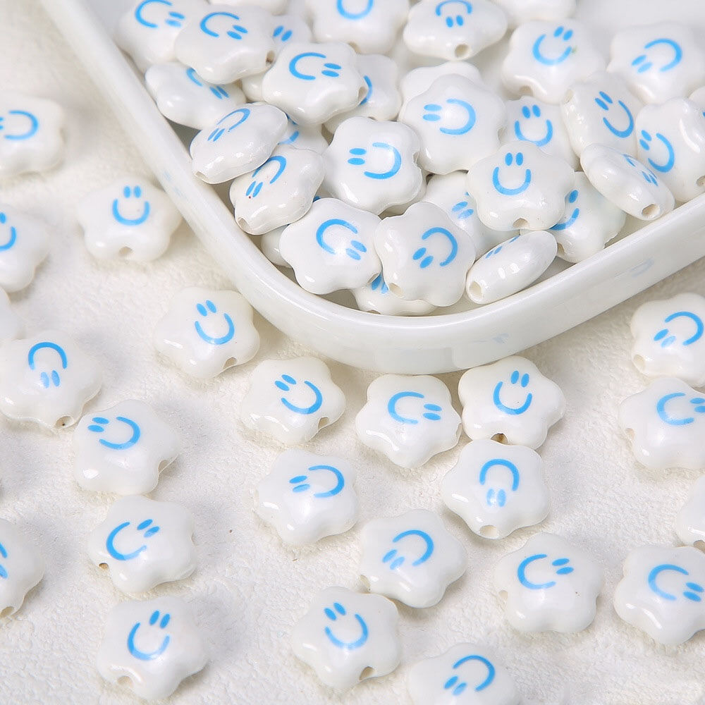 1 Piece Smiling Face Ceramics DIY Jewelry Bead thumbnail 1