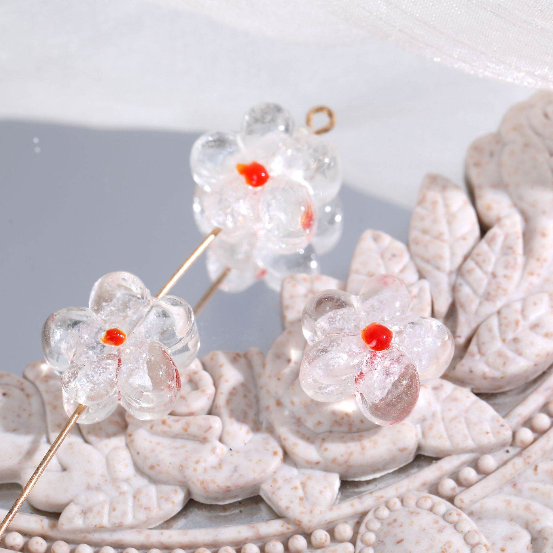 1 Piece Simple Series Sweet Flower Glass Jewelry Beads - 1