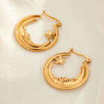Simple Sun/Moon Stainless Steel Waterproof Women's Hoop Earrings thumbnail 4
