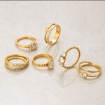 1 Piece Droplet Stainless Steel Waterproof Gold Color Women's Gemstone Rings thumbnail 7