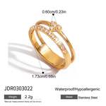 1 Piece Droplet Stainless Steel Waterproof Gold Color Women's Gemstone Rings thumbnail 1