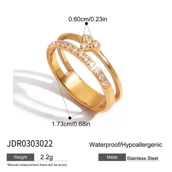 1 Piece Droplet Stainless Steel Waterproof Gold Color Women's Gemstone Rings - 1