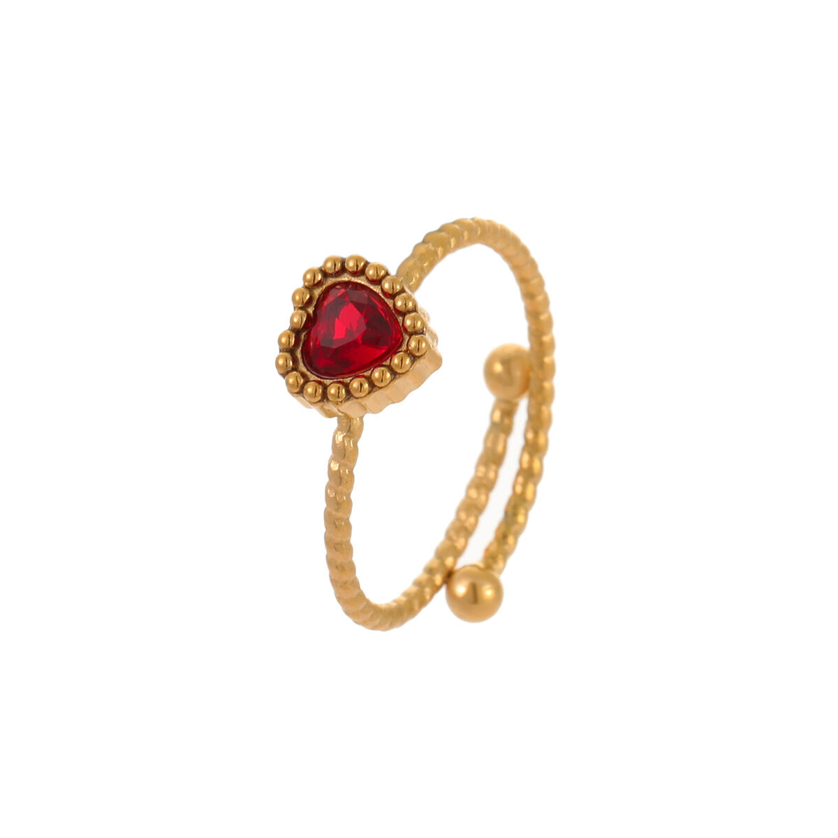 Retro Heart Stainless Steel Waterproof  Gold Color Women's Adjustable Rings thumbnail 5