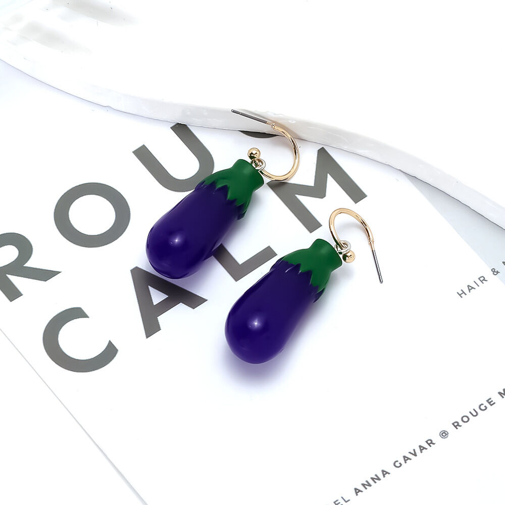 1 Pair Eggplant Resin Drop Earrings thumbnail 3