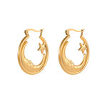 Simple Sun/Moon Stainless Steel Waterproof Women's Hoop Earrings thumbnail 5