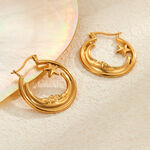 Simple Sun/Moon Stainless Steel Waterproof Women's Hoop Earrings thumbnail 2