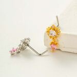 1 Piece Stylish Heart Copper Gold Color Zircon Women's Nose Stud thumbnail 3