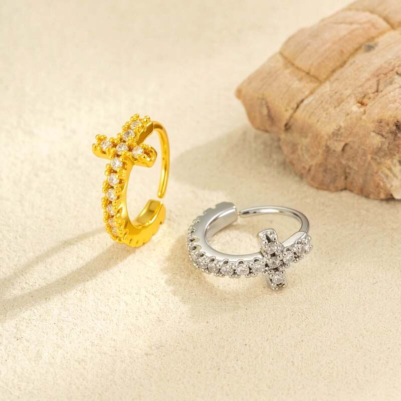 1 Piece Delicate Cross Copper Gold Color Zircon Women's Nose Stud thumbnail 5