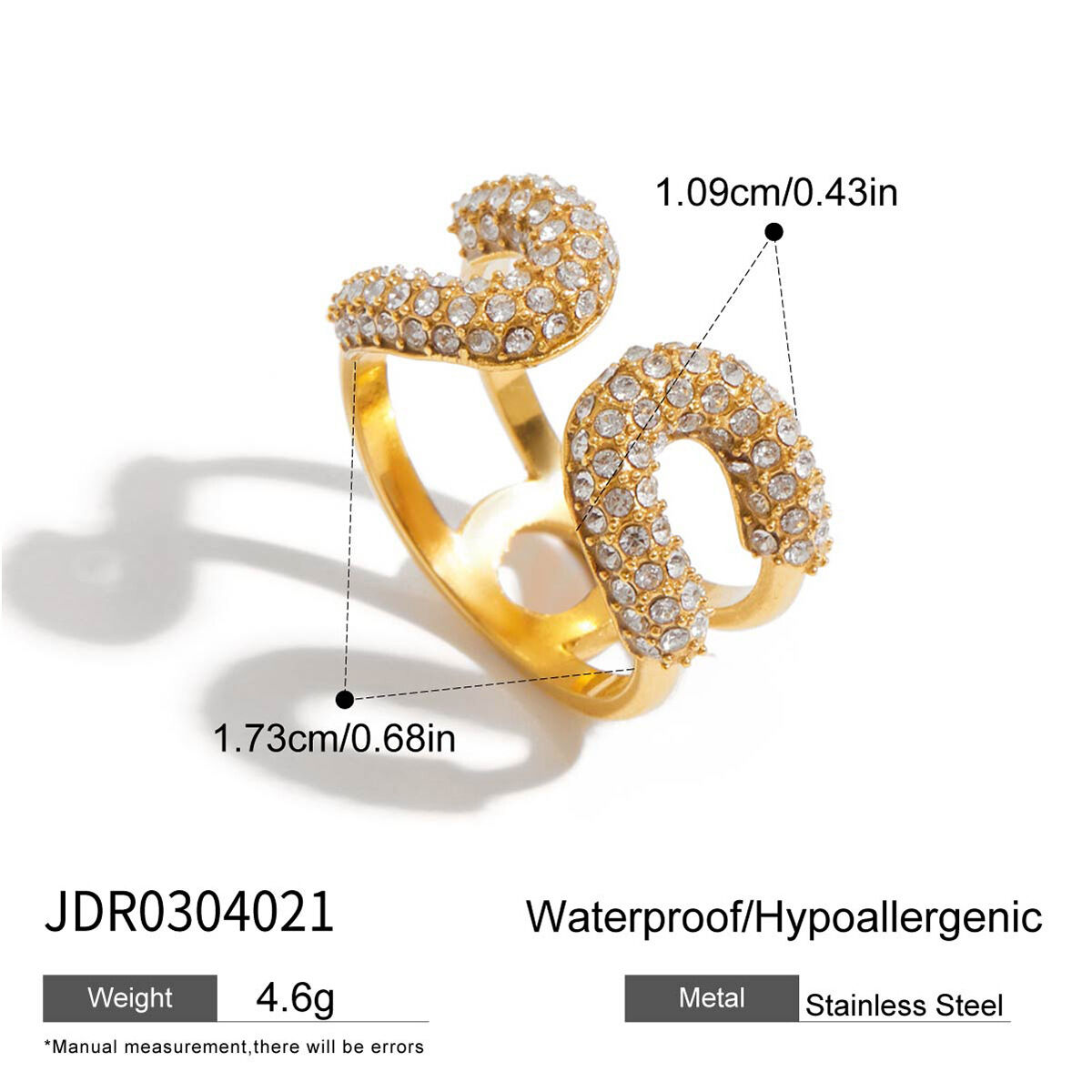 1 Piece Luxurious Series Stainless Steel Waterproof Gold Color Women's Gemstone Rings thumbnail 2