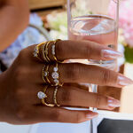 1 Piece Droplet Stainless Steel Waterproof Gold Color Women's Gemstone Rings thumbnail 5
