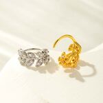 1 Piece Leaf Copper Gold Color Zircon Women's Nose Stud thumbnail 3
