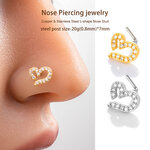 1 Piece Heart Copper Gold Color Zircon Women's Nose Stud thumbnail 4