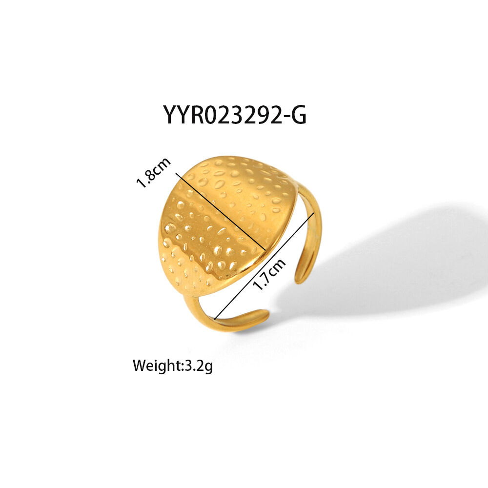 1 Piece Stainless Steel Waterproof Gold Color Adjustable Ring - 1