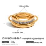 1 Piece Luxurious Series Classic Annular Stainless Steel Waterproof Gold Color Women's Gemstone Rings thumbnail 2