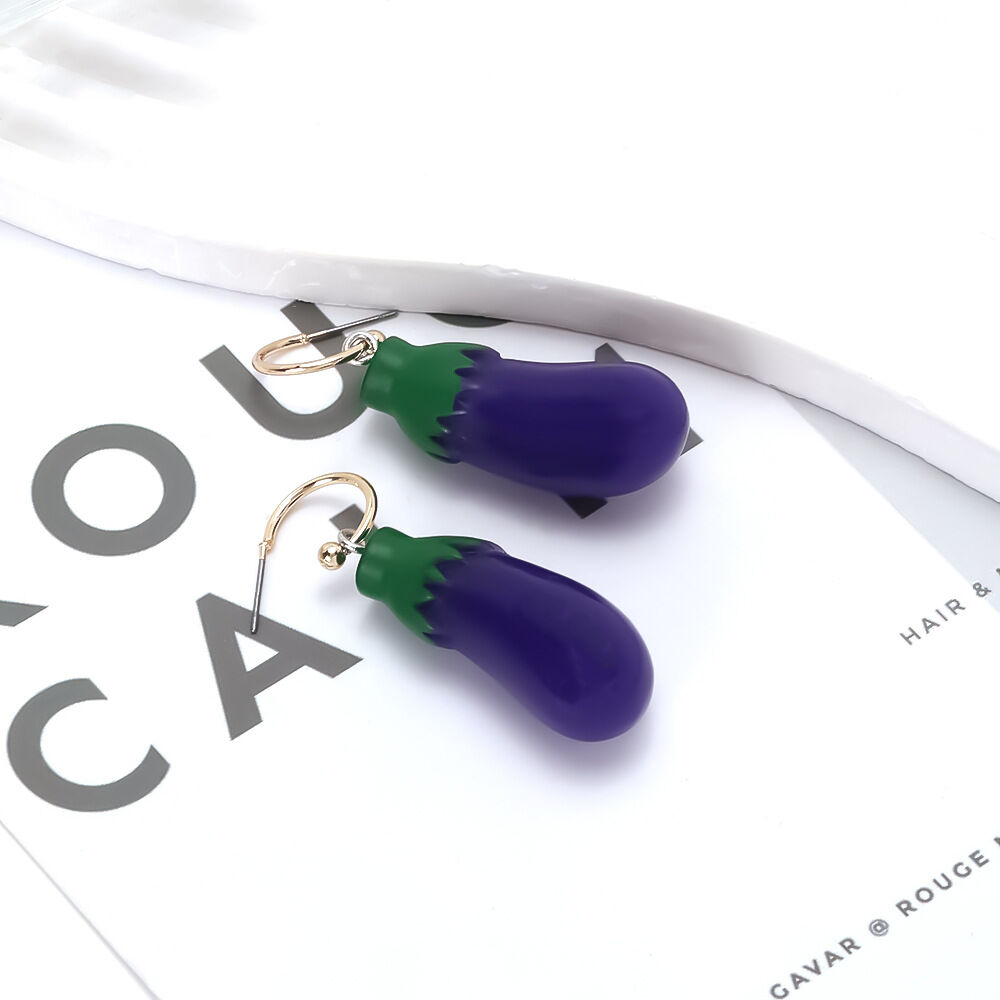 1 Pair Eggplant Resin Drop Earrings thumbnail 4