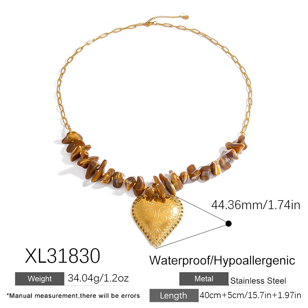 1 Piece  Daily  Heart Stainless Steel  Gold Color  Women's Beaded Necklaces thumbnail 2