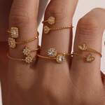 1 Piece Luxurious Heart Stainless Steel Waterproof Gold Color Women's Gemstone Rings thumbnail 8