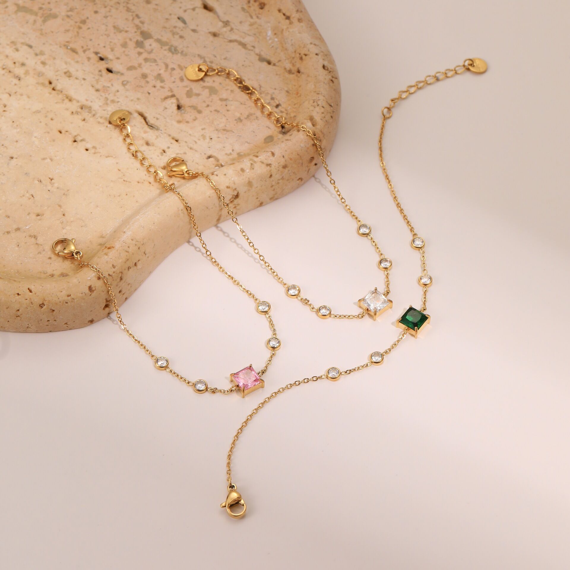 1 Piece Simple Rectangle Stainless Steel Waterproof  Zircon Women's Chain Bracelets thumbnail 3