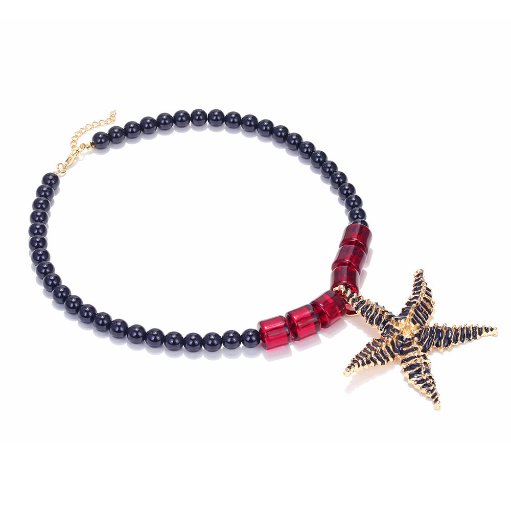 1 Piece Alloy Starfish Beaded Necklace thumbnail 2