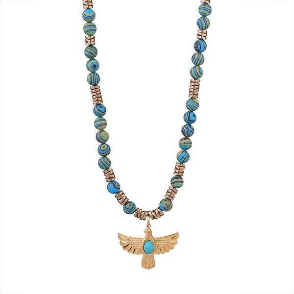 1 Piece Classic Eagle Natural Stones Gold Color Women's Beaded Necklaces - 1