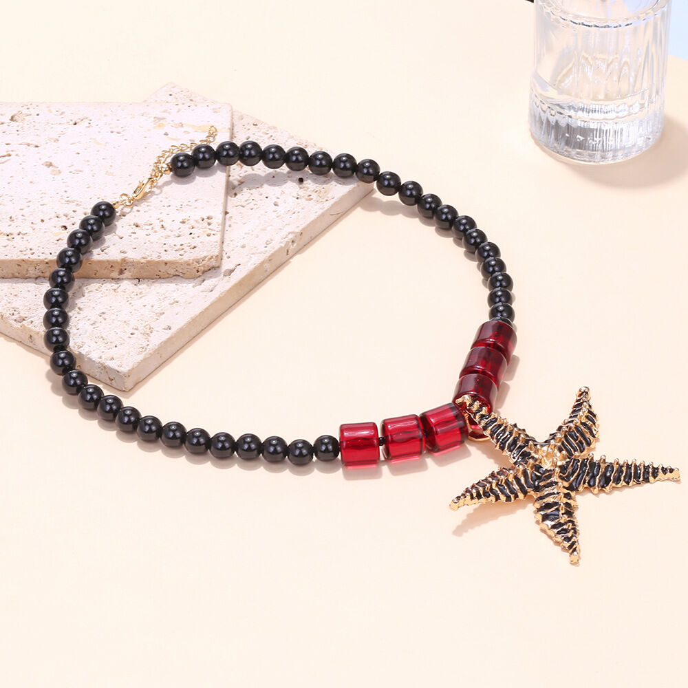 1 Piece Alloy Starfish Beaded Necklace thumbnail 4