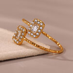 1 Piece Luxurious Heart Stainless Steel Waterproof Gold Color Women's Gemstone Rings thumbnail 4