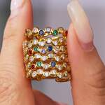 1 Piece Exquisite Circle Stainless Steel Waterproof Gold Color Zircon Women's Gemstone Rings thumbnail 5