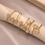 1 Piece Luxurious Heart Stainless Steel Waterproof Gold Color Women's Gemstone Rings thumbnail 3