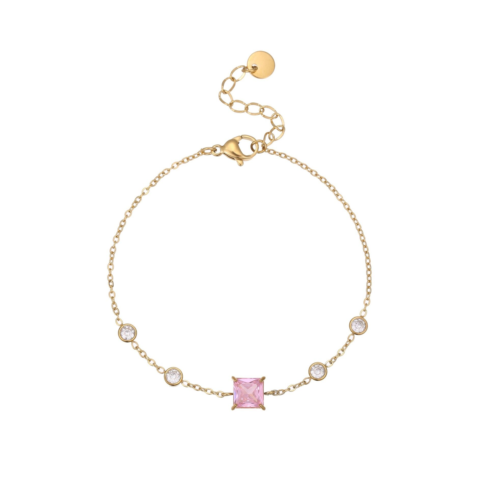 1 Piece Simple Rectangle Stainless Steel Waterproof  Zircon Women's Chain Bracelets thumbnail 4