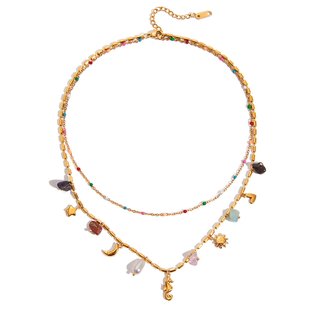 1 Piece Vacation Seahorse Stainless Steel Waterproof Gold Color Women's Layered Necklaces thumbnail 8