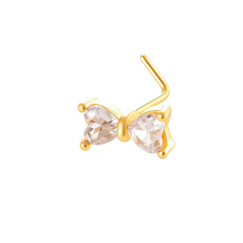 1 Piece Heart Copper Gold Color  Zircon Nose Stud thumbnail 1