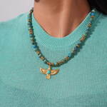1 Piece Classic Eagle Natural Stones Gold Color Women's Beaded Necklaces thumbnail 5