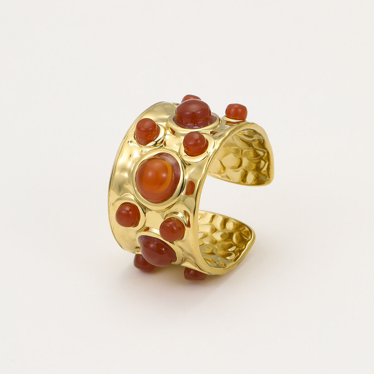 1 Piece Natural Stone Stainless Steel  Gold Color  Gemstone Ring thumbnail 5