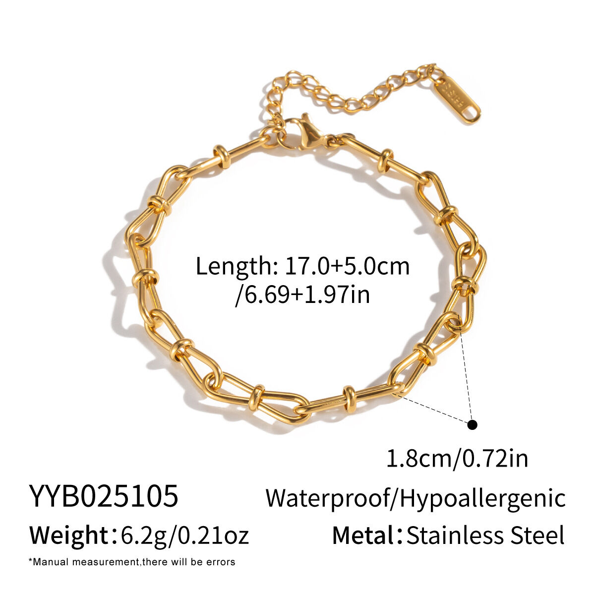 Chain Stainless Steel Waterproof Gold Color Necklace Set - 1