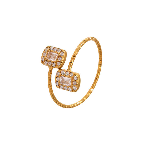 1 Piece Luxurious Heart Stainless Steel Waterproof Gold Color Women's Gemstone Rings - 1